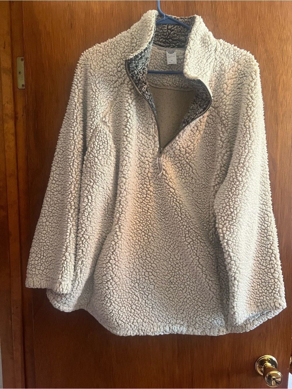 Te Verde Cream Teddy Sherpa Half-Zip Jacket